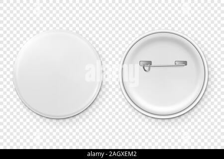 White Blank Badge Button Pin Button Isolated Vector Template