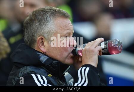 Sheffield United manager Chris Wilder during the Premier League match between Brighton and Hove Albion and Sheffield United at The Amex Stadium Brighton, UK - 21st December 2019 - Editorial use only. No merchandising. For Football images FA and Premier League restrictions apply inc. no internet/mobile usage without FAPL license - for details contact Football Dataco Stock Photo