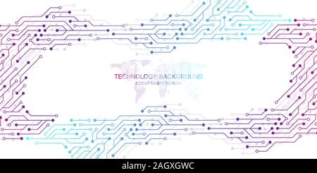 Computer motherboard vector background with circuit board electronic elements. Electronic texture for computer technology, engineering concept. Mother Stock Vector