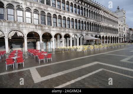 St Mark's Square in Venice Island during the high water Stock Photo