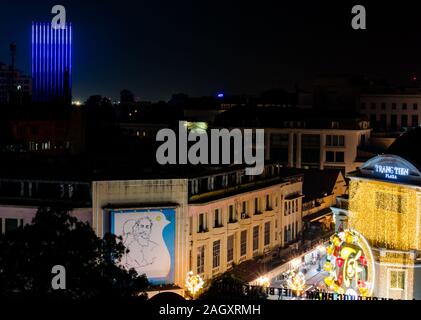 Trang Tien Plaza shopping centre at night viewed from above, Hoan Kiem District, Hanoi, Vietnam, Asia Stock Photo