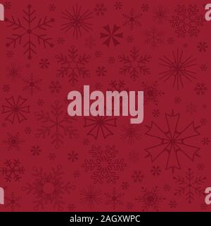Red snowflakes texture. Vector seamless pattern Stock Vector