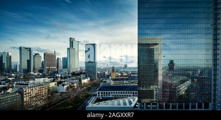 Frankfurt, Germany - December 17 2019: Cityscape of the modern financial center of the country Stock Photo