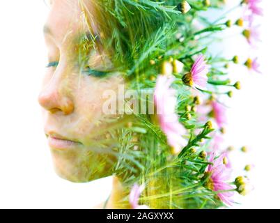 Double exposure portrait of a teenager Stock Photo