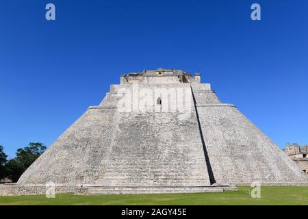 Pyramid of the Magician in Uxmal, an ancient Maya city of the classical period located in the Puuc region of the eastern Yucatan Peninsula, Mexico Stock Photo