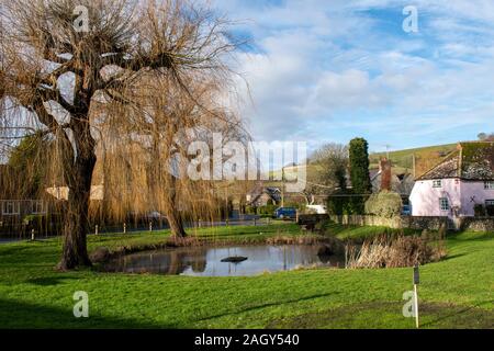 East Dean Village West Sussex green still looking beautiful and tranquil in December. Stock Photo