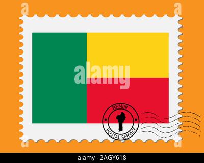 Benin Flag Postage Stamp Vector illustration Eps 10 Stock Vector