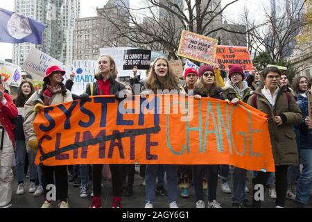 School students and others gather in New York City as part of the Future Fridays international student climate strike movement to tell all levels of g Stock Photo
