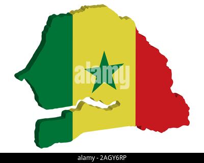 Senegal Map flag Vector 3D illustration Eps 10 Stock Vector