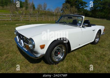 White Triumph TR6 at the Henley Show 2019, Henley-on-Thames, UK Stock Photo