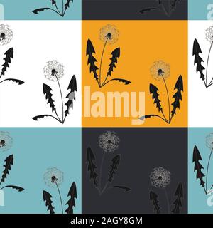 Seamless pattern with dandelions on simple background. Flat design. Vector Illustration Stock Vector