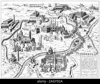 Engraving of the city of Rome in the 16th Century, as known to Martin Luther on his pilgrimage