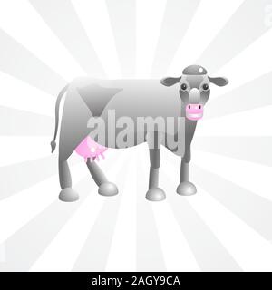 Cartoon cow isolated on a stylized background. Vector image Stock Vector