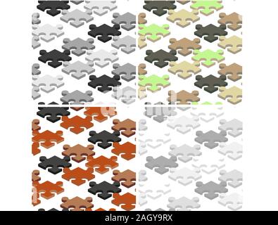 Puzzle piece business presentation. Jigsaw object. Vector connection concept. 3d isometric illustration. 3d puzzles for concept design. Stock Vector
