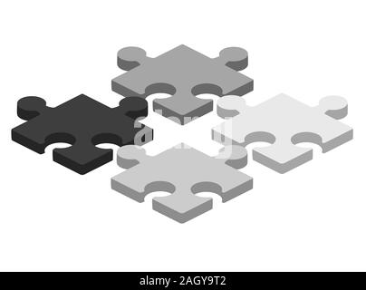 Puzzle piece business presentation. Jigsaw object. Vector connection concept. 3d isometric illustration. 3d puzzles for concept design. Stock Vector