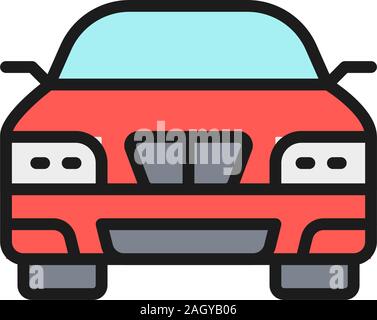 Car, automobile, transport flat color line icon. Isolated on white background Stock Vector