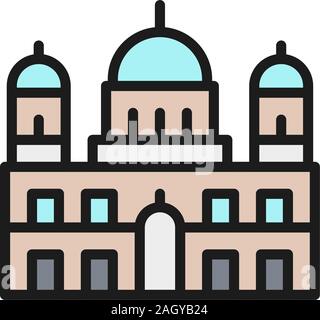 Berlin Cathedral, landmark of German flat color line icon. Stock Vector