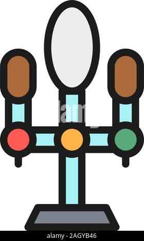 Vector beer dispenser, alcohol tap flat color line icon. Stock Vector