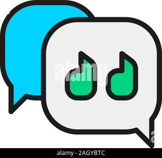 Text message, quote, speech bubble flat color line icon. Stock Vector