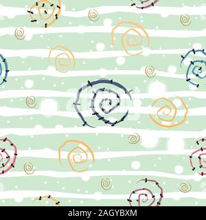 Cute Seamless Pattern with Spirals and Stars. Vector Illustration. Stock Vector