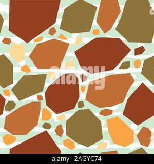 Seamless Pattern, differently colored stones in pastel shades of pink, yellow, blue and brown. Stock Vector