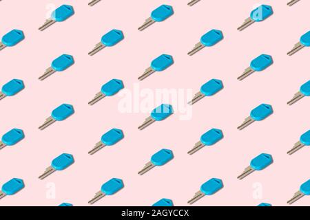Seamless blue keys pattern minimal creative security concept. Stock Photo
