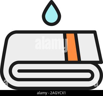 Towels, laundry, washing flat color line icon. Isolated on white background Stock Vector