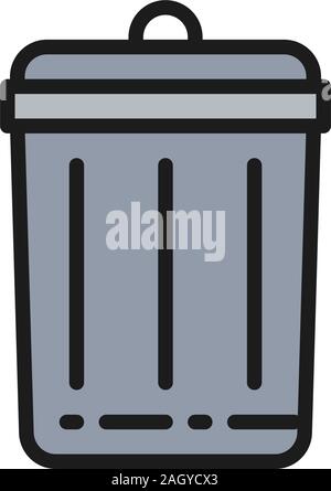 Trash can, bin flat color line icon. Isolated on white background Stock Vector