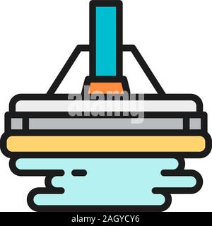Vector mop, professional cleaning swab flat color line icon. Stock Vector