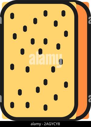 Cleaning sponge, washing sponge, professional cleaning supplies color line icon. Stock Vector