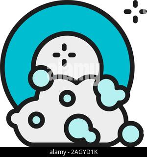 Dishes with soapy water, washing dish, dishwasher flat color line icon. Stock Vector