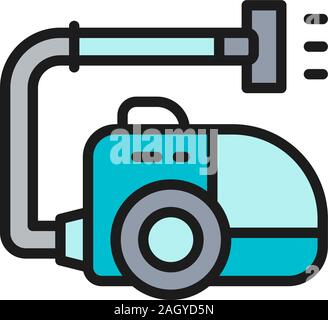 Vector vacuum cleaner, hoover, cleaning flat color line icon. Stock Vector