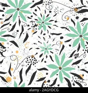 Hand Drawn Seamless Pattern with Yellow Flowers. Great for wedding cards, postcards, t-shirts, bridal invitations, dresses, posters, gift wrapping, wa Stock Vector