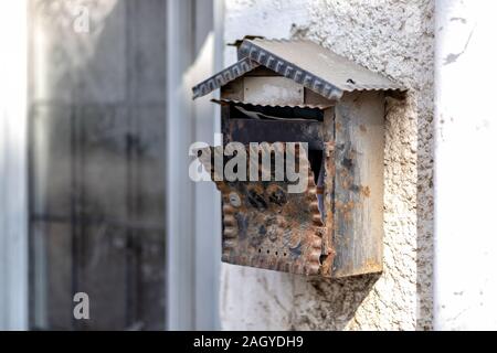 old mailbox collapsed in israel Stock Photo