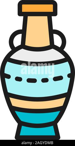Chinese vase flat color line icon. Isolated on white background Stock Vector
