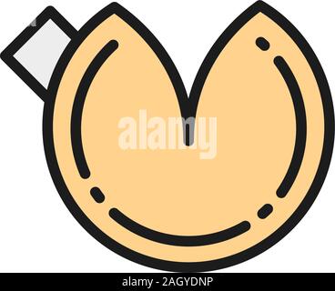 Chinese fortune cookie flat color line icon. Isolated on white background Stock Vector