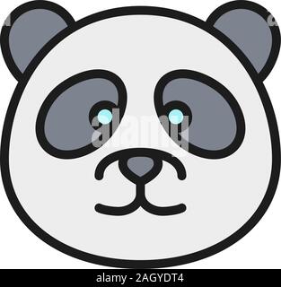 Vector panda, Chinese traditional animal flat color line icon. Stock Vector