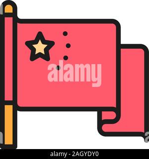 Flag of China flat color line icon. Isolated on white background Stock Vector