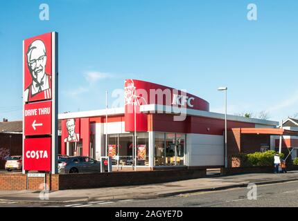 Kentucky Fried Chicken KFC Drive Through fast food outlet. First restaurant opened in 1930 by Harland Sanders (Colonel) in Corbin Kentucky USA
