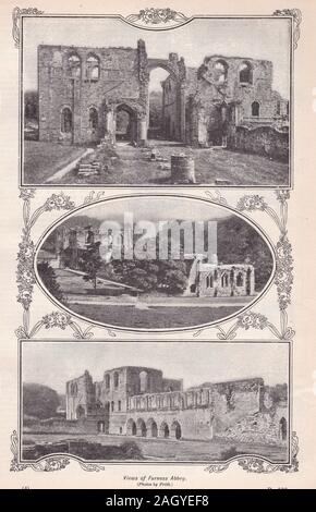 Vintage black and white photos of Furness Abbey, Stock Photo