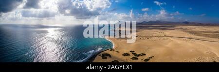 Fuerteventura, Corralejo sand dunes nature park. Beautiful Aerial Shot. Canary Islands, Spain Stock Photo