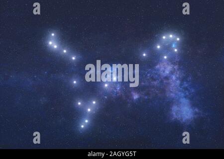 Pisces Constellation stars in outer space. Zodiac Sign Pisces ...