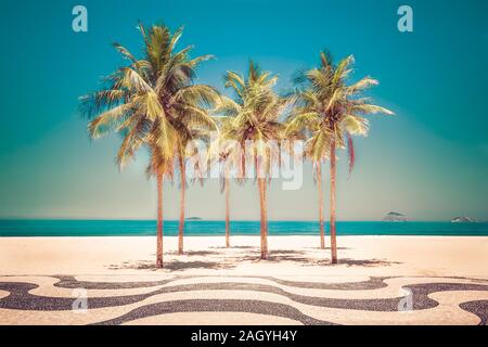 Palms full of sunshine on Copacabana Beach in Rio de Janeiro, Brazil Stock Photo