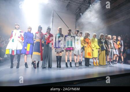 Zagreb, Croatia - October 26, 2019 : A model wearing Zoran Aragovic fashion collection on the catwalk at the Bipa Fashion.hr fashion show in Zagreb, C Stock Photo