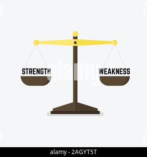 Scales measuring strength versus weakness. vector Stock Vector
