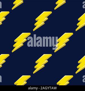 Lightning or thunder on the dark blue background. Seamless vector. Stock Vector