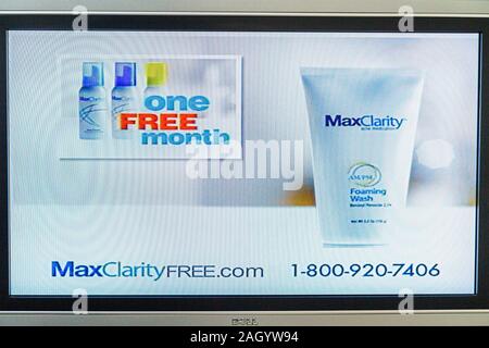 Miami Beach Florida,television,set,TV,flat panel,screen,monitor,cable channel,telemarketing,infomercial,advertisement,ad,advertise,sell,selling,toll f Stock Photo