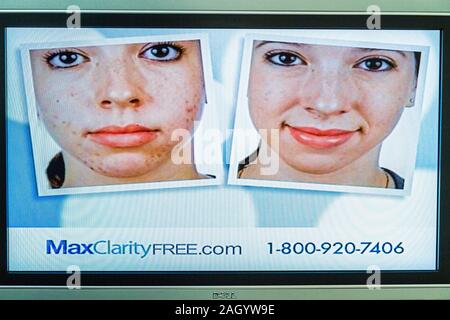 Miami Beach Florida,television,set,TV,flat panel,screen,monitor,cable channel,telemarketing,infomercial,advertisement,ad advertising advertisement,adv Stock Photo