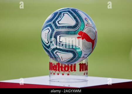 Leganes, Spain. 22nd Dec, 2019. Match ball seen before the La Liga match between CD Leganes and RCD Espanyol at Butarque Stadium in Leganes.(Final score: CD Leganes 2:0 RCD Espanyol) Credit: SOPA Images Limited/Alamy Live News Stock Photo