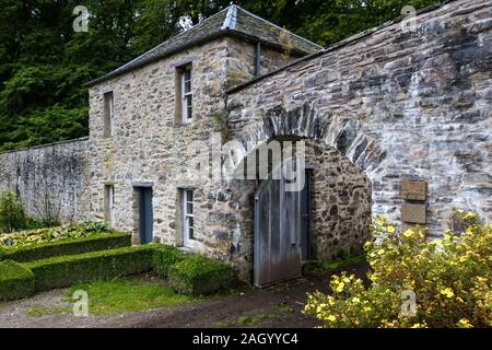 Pitlochry Scotland  - September 12 2019: Stone walls and doorway inside of Hercules Garden at Blair Castle in the Scottish Highlands, Perthshire UK Se Stock Photo